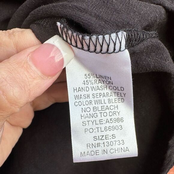 UMGEE linen rayon flowy top black sz women's small NEW - Picture 4 of 8